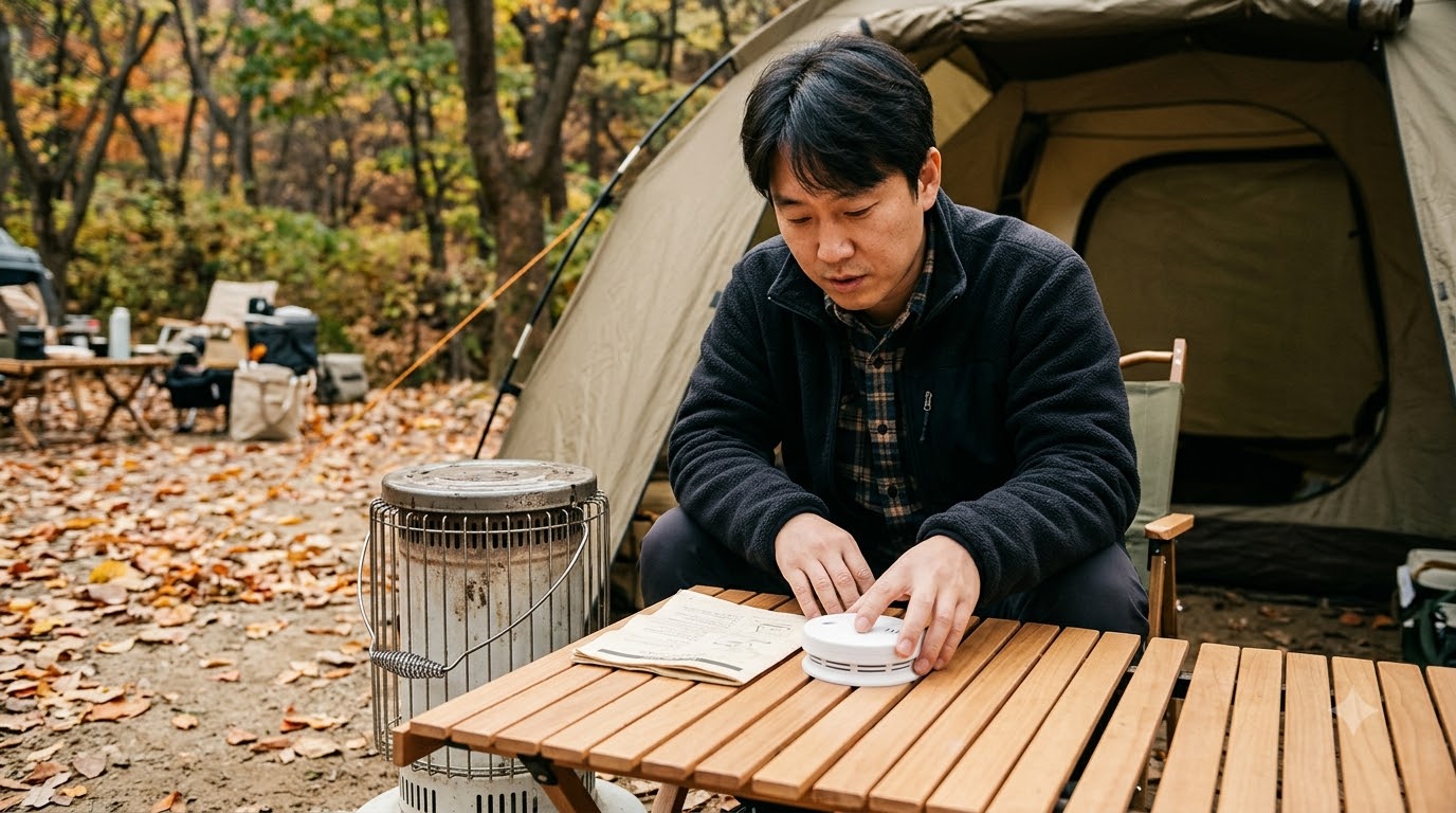 가을 캠핑 등유 난로 사용 전, 일산화탄소 경보기와 환기 점검 순서